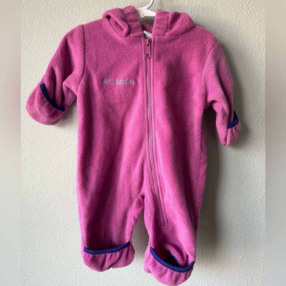 Y2K Columbia fleece bunting size 0-6m toddler girls snow winter suit jester hood